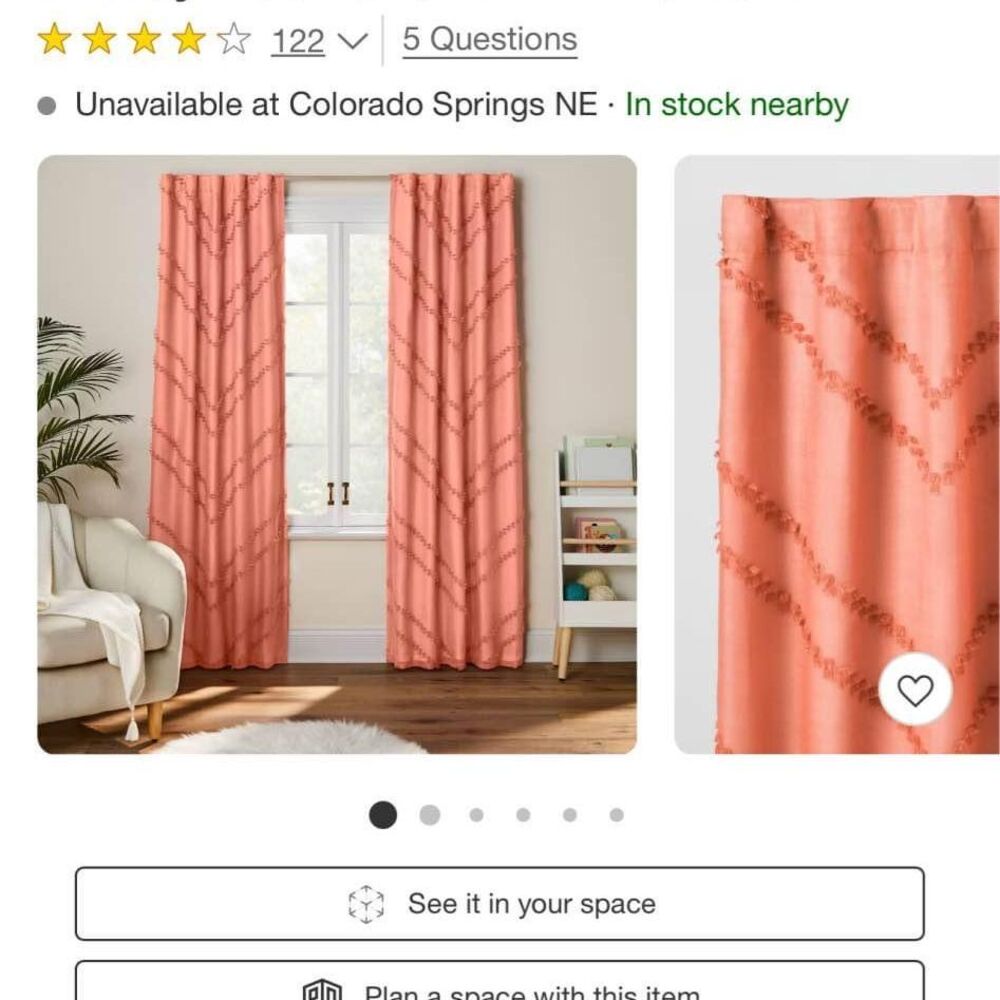 84" Blackout Chevron Clip Dotted Sheer Overlay Kids' Panel Pink - Pillowfort